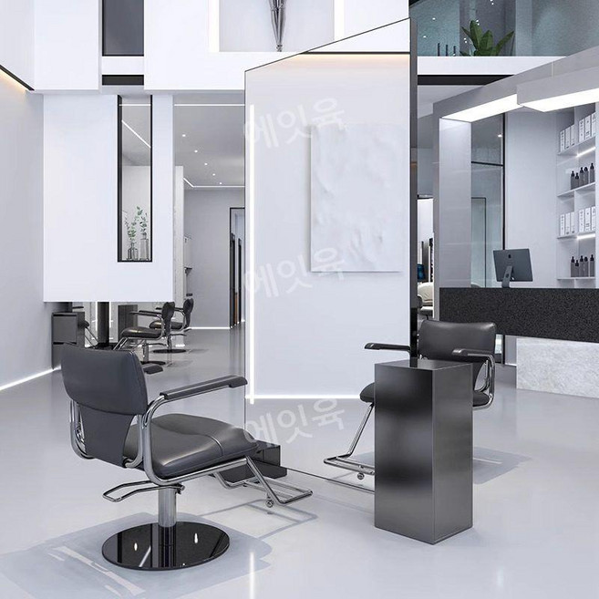 미용실양면거울 조명 스탠딩 전신거울 인테리어 경대 사각 단면 실버 스테인리스, 공식 표준 구성, 빛이 있는 양면 블랙