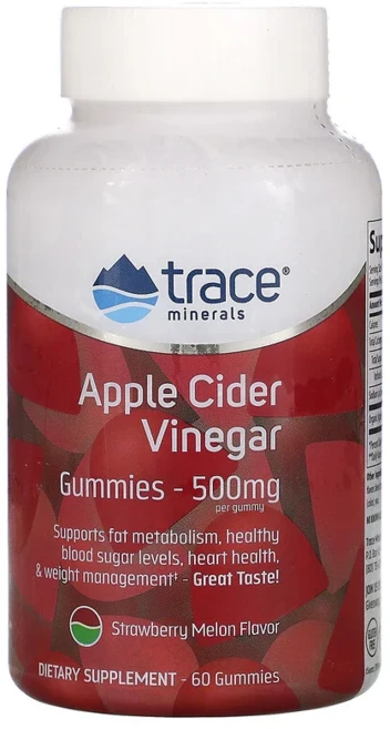 Trace Minerals Research 트레이스 미네랄 애플 사이다 식초 Strawberry Melon Flavor 500 mg 60 구미, 1개, 60정 - 쿠팡