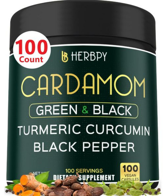 Herbpy 4in1 Cardamom Supplement - Green & Black Cardamom Seeds with Turmeric & Black Pepper – Dige, Herbpy 4in1 Cardamom Supplemen