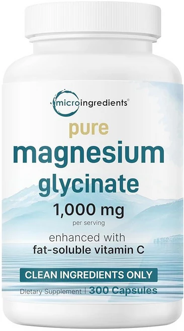 순수 마그네슘 글리시네이트 1 000mg 300캡슐 | 최대 흡수를 위한 100% 킬레이트 | 비타민 C로 강화 | 활성 성분만 사용, 1개, 300정 - 쿠팡
