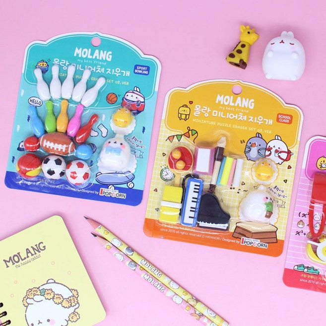 몰랑 미니어처 지우개 세트-랜덤발송 몰랑지우개 볼링지우개 피규어지우개
