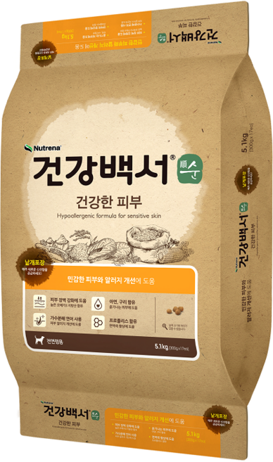 뉴트리나건강백서 강아지 순 사료, 피부/피모, 5.1kg, 1개