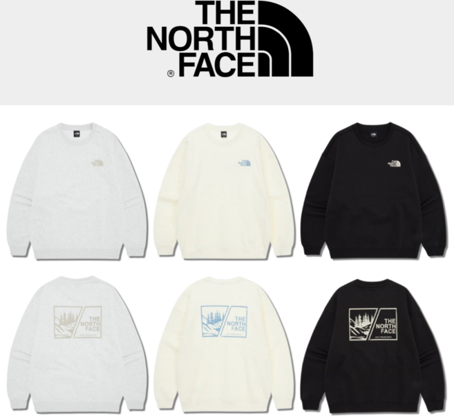 국내매장 정품(백화점) 노스페이스 맨투맨 남여공용 커플티셔츠 루즈핏 간절기 봄 가을