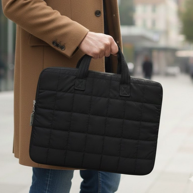 심플 체크 노트북 태블릿 갤럭시탭 아이패드 손잡이형 파우치 케이스 가방, 1개, 블랙