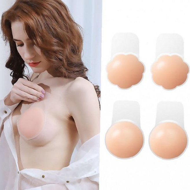 여성 속옷 가슴 볼륨 보정 실리콘 패치 재사용 접착 누드 브라 니플 커버 유두