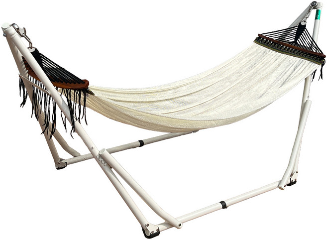 디어캠프 가정용 감성캠핑 해먹 그네 풀패키지 접이식 스탠딩, 레몬크림