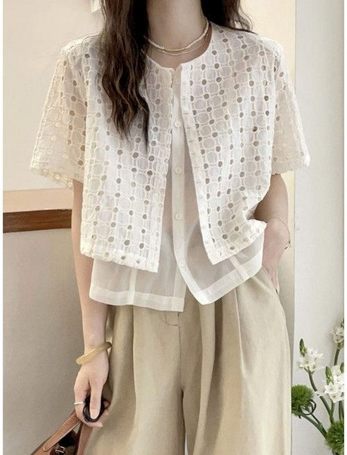 에꼴드파리 리브 펀칭 반팔자켓 F57WJB005Z