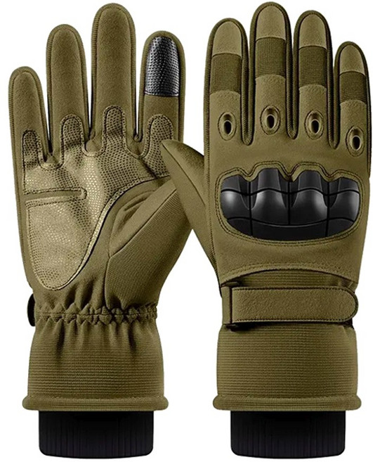 셀렉트템 프로텍터 오토바이장갑 겨울 기모 방한장갑, 카키