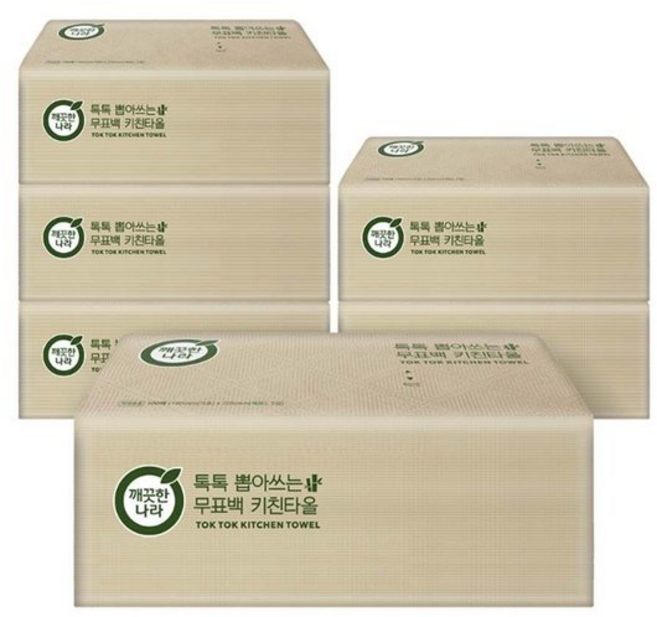 깨끗한나라 톡톡 뽑아쓰는 무표백 키친타올, 100매, 1세트