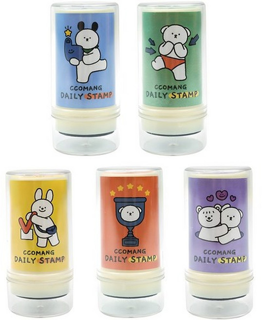 핑크풋 꼬망 데일리 스탬프 5종 x 4p 세트, 검정, 4세트