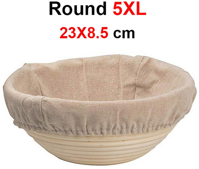 UPORS 등나무 빵 교정 바구니 천연 타원형 고리 버들 반죽 발효 사워 도우 Banneton 베이킹, Round 23X8.5