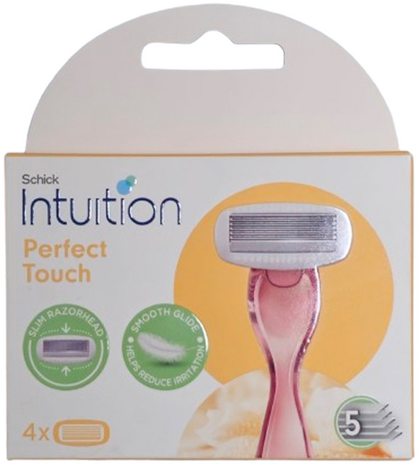 쉬크 인튜이션 퍼펙트터치 5중날 Y존 겨드랑이 면도날4입 세안용품 면도기추천 제모, 1개, 4개입