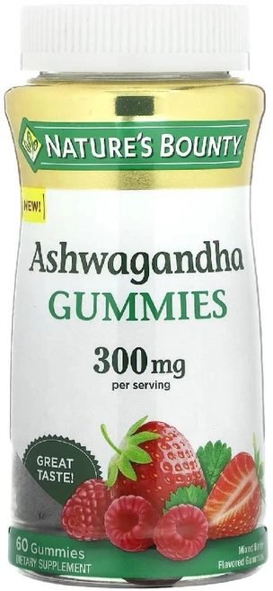 네이처스 바운티 아쉬와간다 아슈와간다 믹스 베리 300mg 구미젤리 60개, 기본, 60정, 1개 - 쿠팡