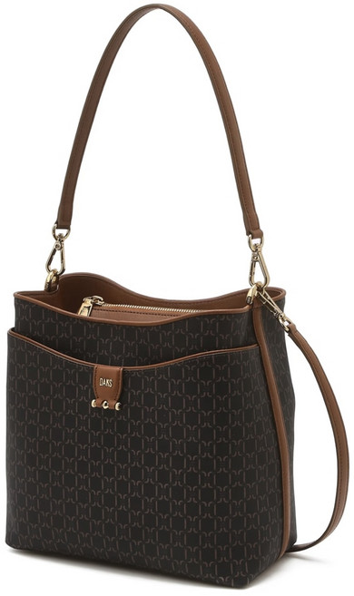 [백화점 매장정품] 닥스 명품가방 DCBA5F872W3 [SAINT BARNET] 브라운 DD패턴 로고장식 가죽 버킷백 미니 크로스백 토트백 어머니선물