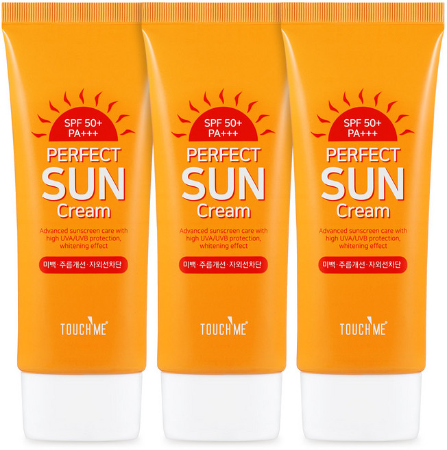 터치미 퍼펙트 선크림 SPF50+ PA+++, 60ml, 3개