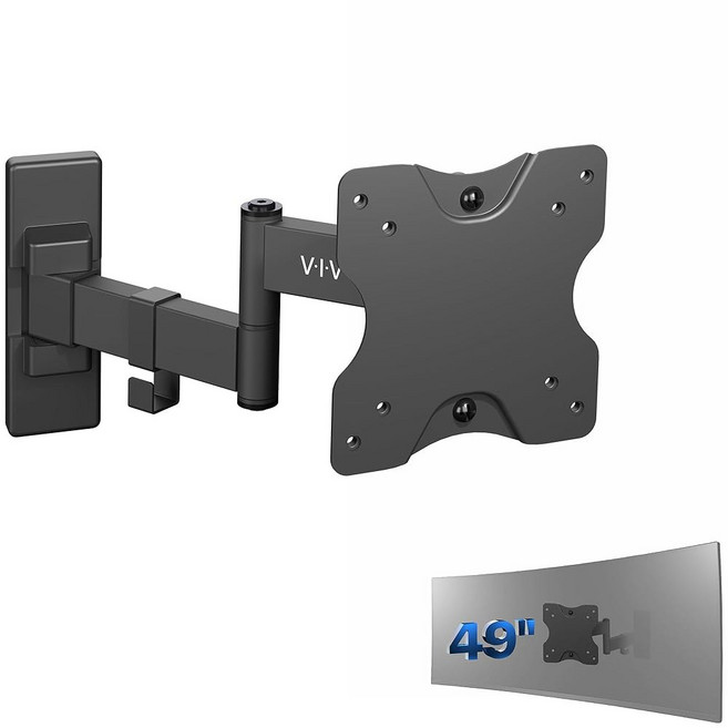 VIVO 풀 모션 울트라 와이드 모니터 벽 마운트 최대 124.5cm(49인치) 및 20kg(44파운드)의 울트라 와이드 스크린에 적합 틸트 및 회전 암 블랙 MOUNT, 75x75mm to 100x100mm VESA, Black