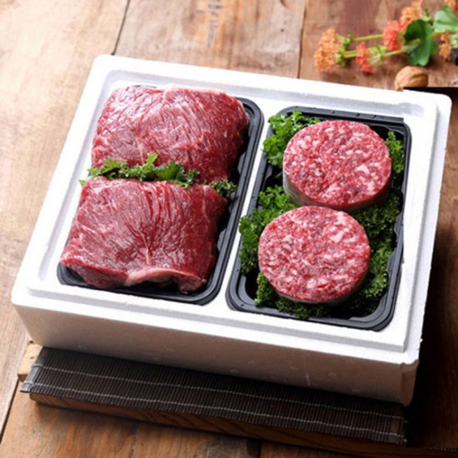 [명품]횡성한우 정육실속세트 800g(불고기 400g+국거리 400g), 1개