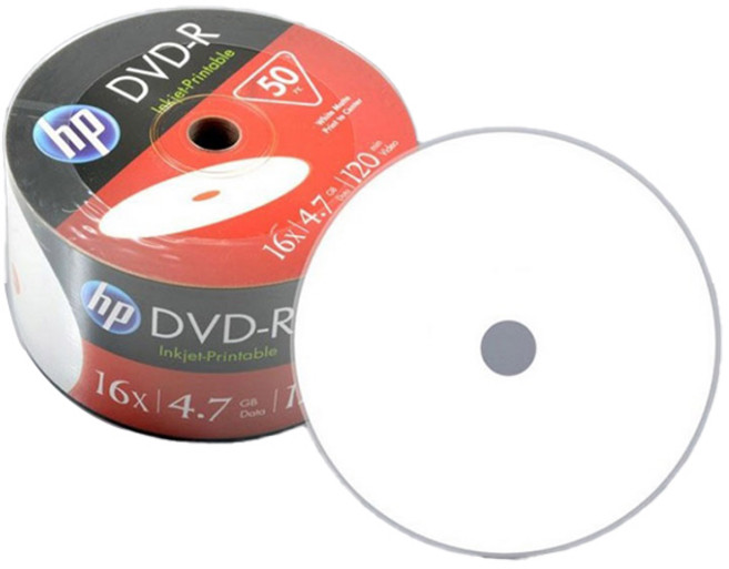 HP 정품 DVD-R 프린터블 랩핑 50장 공CD 공DVD, 1개