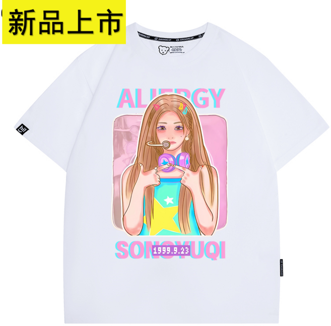 G-I-DLE Queen Card 純棉短袖T恤, 1個, 白色24XL 建議180-200斤