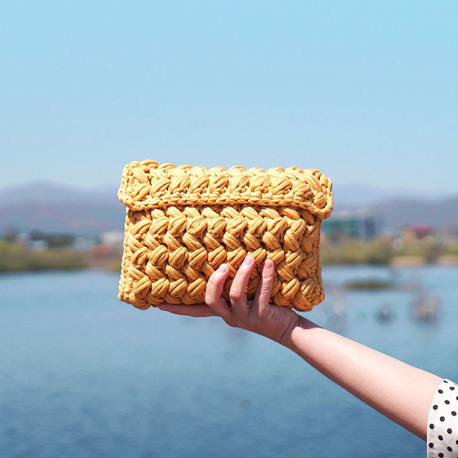 슬로우모먼츠 조약돌 클러치 + 코바늘 키트, 1세트