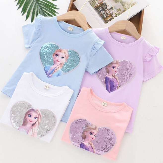 겨울왕국 엘사 스팽글 프릴 반팔 티셔츠