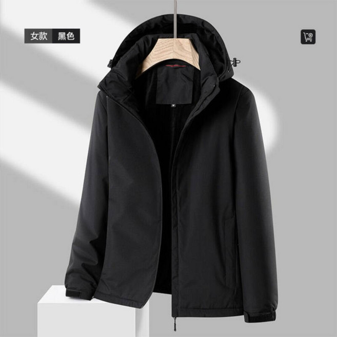女款防風防水保暖衝鋒外套，大尺碼連帽休閒運動風衣夾克，防寒滑雪鋪棉短版防潑水禦寒戶外機能登山服