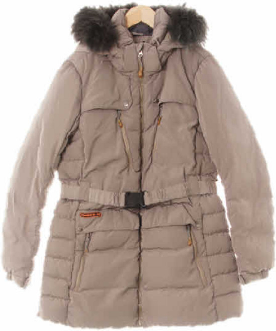 6838 로우알파인 베이지 구스다운 슬림후드하프패딩점퍼 [100]