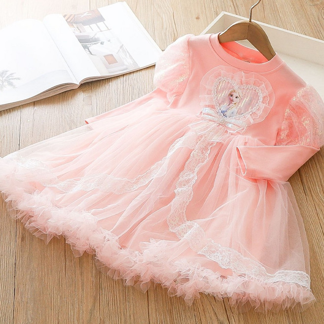 키즈 엘사 원피스 겨울왕국 엘사 긴팔 드레스(사은품 왕관 지휘봉)