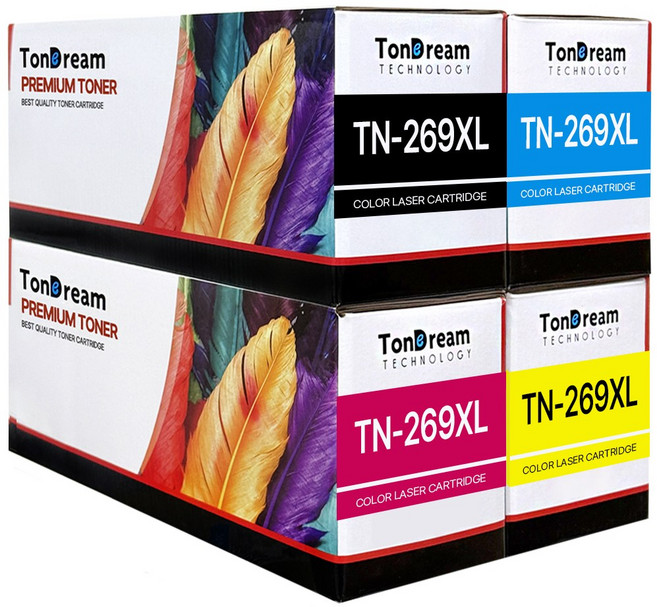 브라더 호환 TN-269XL 대용량 재생토너 MFC-L3760CDW HL-L3220CW DCP-L3520CDW, 4색세트 대용량 (검정,파랑,빨강,노랑), 1개
