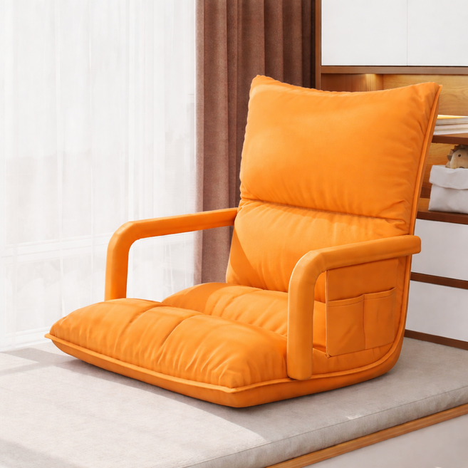 글로리존 슬림 방수 6단 각도조절 빈백 좌식 쇼파, 오렌지, 1개