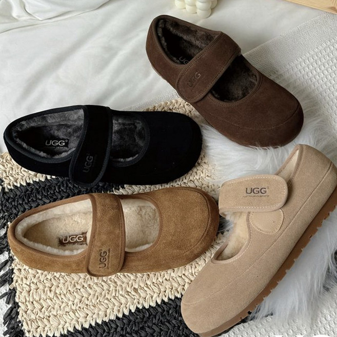 호주정품 AS UGG 밀리 메리제인 어그 벨크로 스트랩 양모 양털 겨울 단화 AS7022 여성 겨울 발레슈즈
