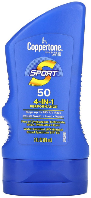 Coppertone Sport 자외선 차단제 4-In-1 퍼포먼스 SPF 50 89ml(3fl oz) Coppertone (코퍼톤), Coppertone, Sport, 자외선 차단제, 4-, 1