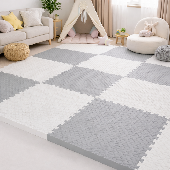 레디보드 2.5cm 두께 EVA 퍼즐매트 30 x 30cm 16개, 1세트, 화이트+그레이