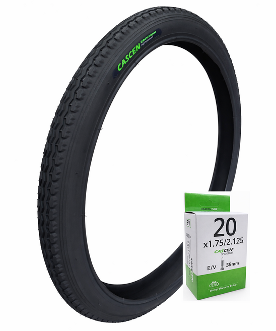 바이클로스 _CASCEN 카센 20X1.75 + 던롭튜브 포함 (47-406) 생활차 MTB 자전거 타이어, 1개