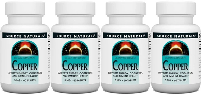Source Naturals 소스내추럴스 구리 3mg 테블릿, 60정, 4개 - 쿠팡
