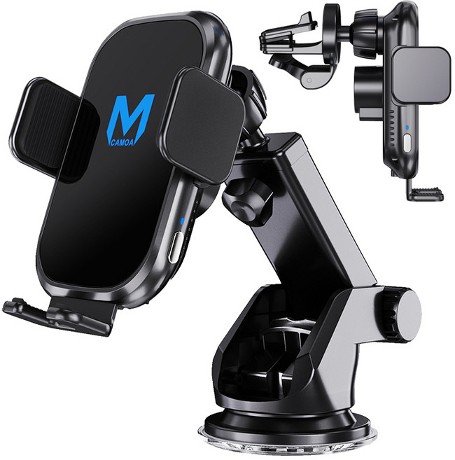 카모아 15W 차량용 무선 충전 거치대 자동차 휴대폰 핸드폰 무선 충전기, V7+무선충전거치대(송풍구+대시보드거치대)