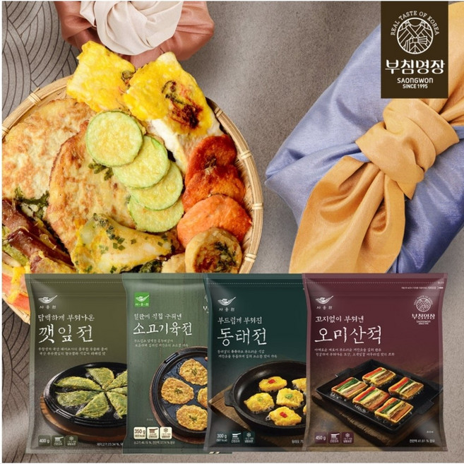 사옹원 명절선물세트 2호(육전+오미산적+동태전+깻잎전), 1세트, 300g