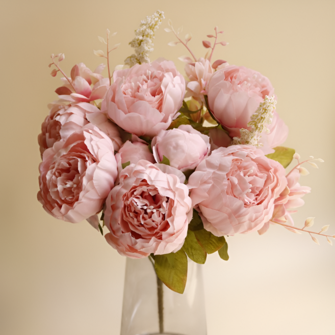 라라마을 풍성한 프리미엄 작약 조화 꽃다발, 1개, 라이트 핑크