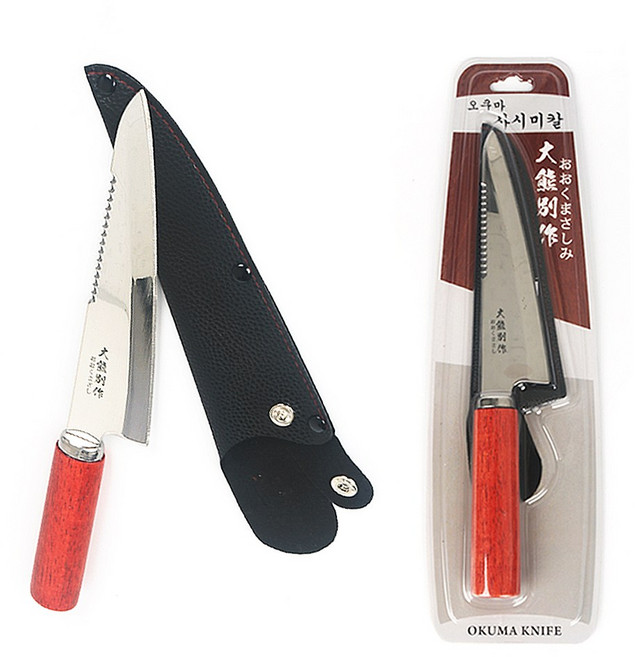 회칼 사시미칼 오로시칼 낚시 캠핑 캠핑용 휴대용 데바 생선 일식 칼 칼집, 오쿠마 사시미칼
