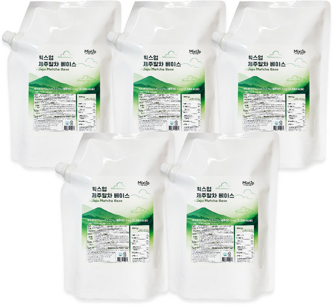 믹스업 제주말차 베이스 녹차라떼 밀크티 농축액 말차스프레드, 5개, 1kg