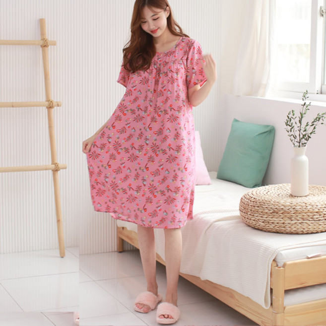 국민할매 by 귀욤할매 루즈핏 인견 반팔 원피스[KS-08]