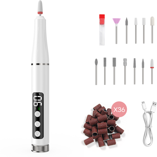 NICESUN 무선 네일 드릴 젤네일 제거 셀프 오프 손발톱 그라인더 uv램프 네일 케어 기기 M9, 1개, 화이트