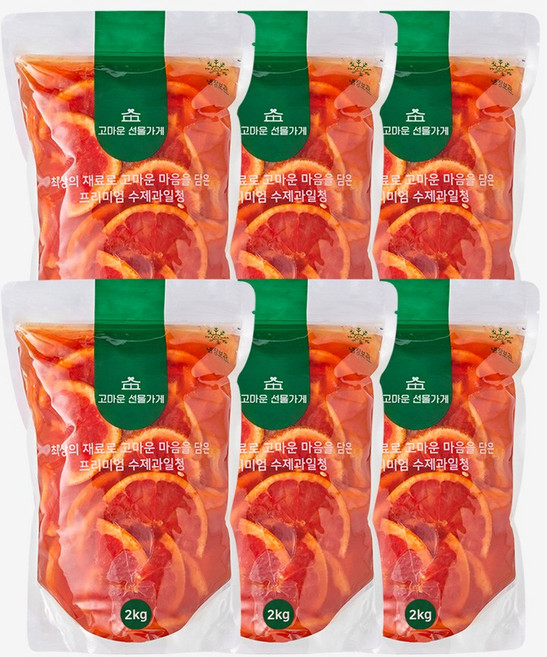 고마운선물가게 자몽슬라이스청 2kg 수제청 과일청 카페 납품 대용량, 6개입, 1개