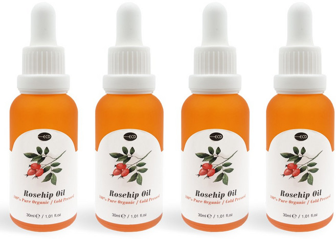 [에코디언트] 100% 퓨어 유기농 로즈힙오일, 4개, 30ml