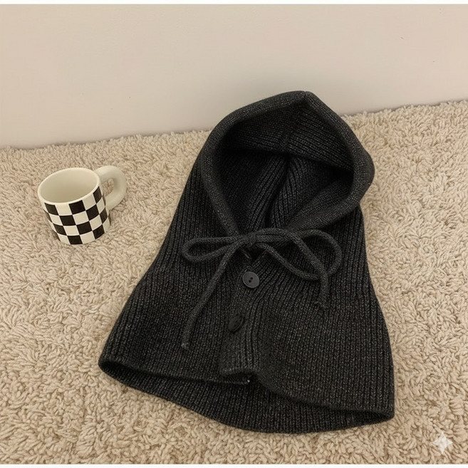 핸드라 니트 후드 바라클라바, 블랙, 1개