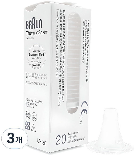 BRAUN 귀체온계용 렌즈필터 LF20 20p, 3개
