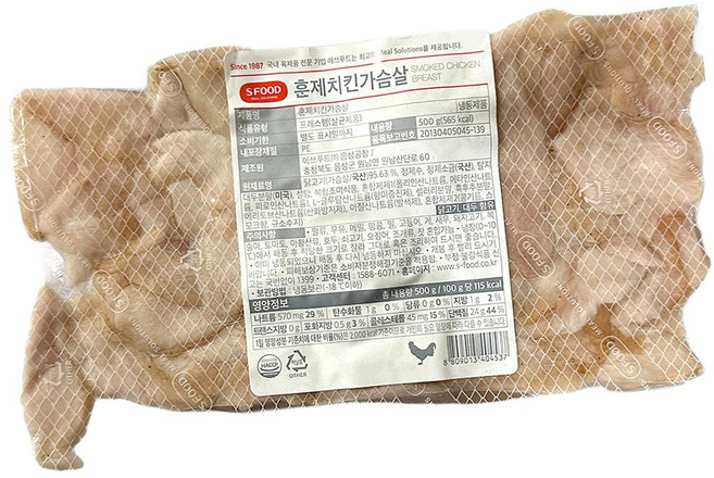 에쓰푸드 훈제 치킨 닭가슴살 500g 업소용 육가공품, 1개