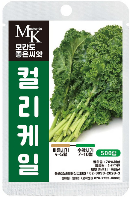 모칸도 좋은씨앗 컬리케일 씨앗 500립 크라우저 케일 잎채소 야채 씨앗, 1개