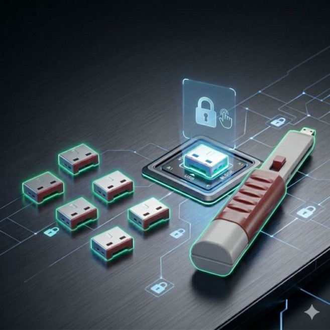 브라운 USB 포트락 6p+마스터 키락 노트북 데스크탑 PC 컴퓨터 정보유출방지 기업 보안 포트 봉인 폐쇄락