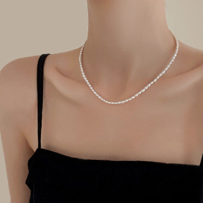 New 드롭 미니 밥풀 진주 목걸이 초커 네크리스